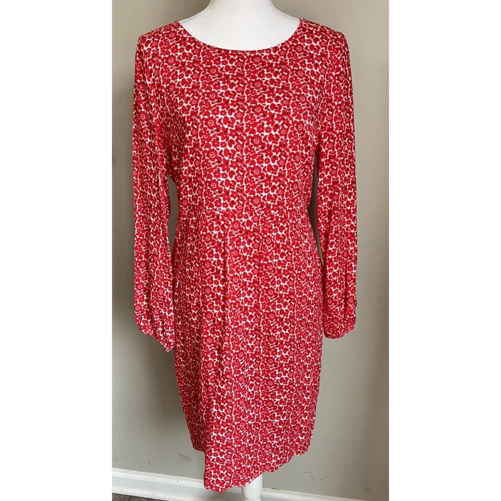 Boden Red and White Patterned Dress